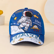 Adjustable Blue Baseball Cap with Astronaut & UFO Design for Kids