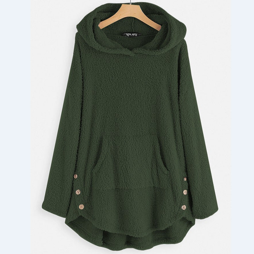 Women's Double-Sided Fleece Hooded Pullover Sweater