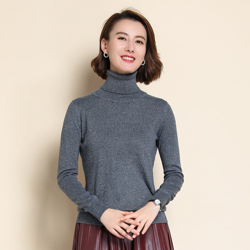 Womens Turtleneck Pullover Sweater Loose-fit Knitwear