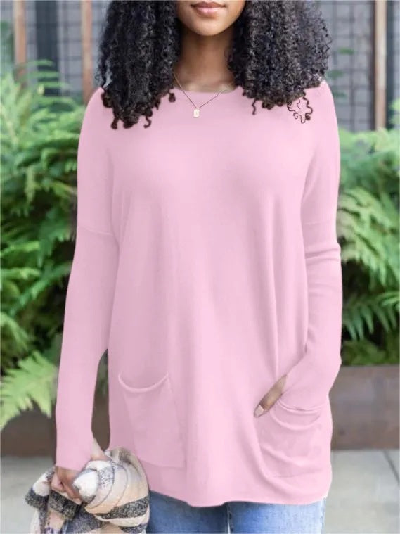 Women's Casual Long Sleeve Pocket Top