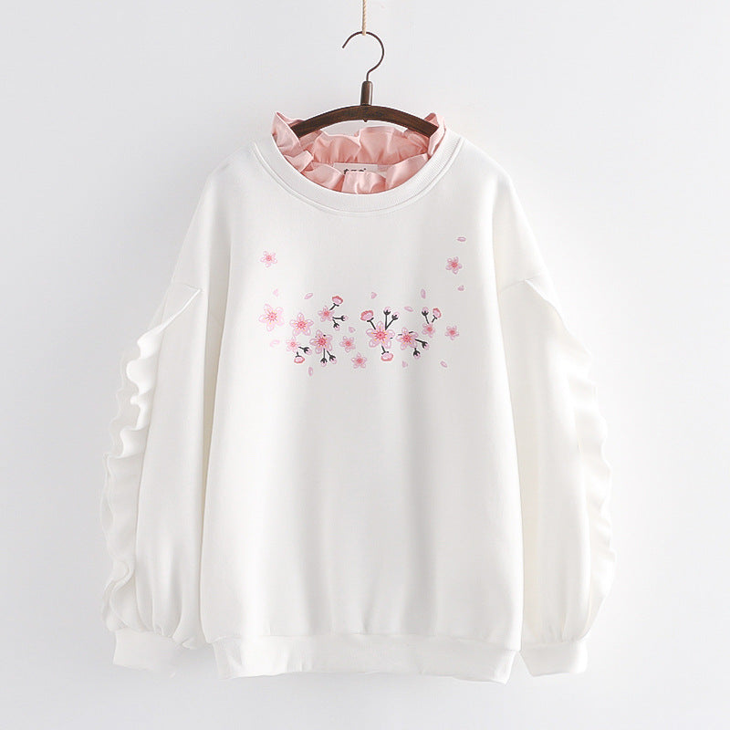 Women's Printed Long Sleeve Fleece Pullover Top