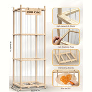 Wooden Plush Animal Storage Organizer Tower – Space‑Saving Large Capacity Basket for Playrooms
