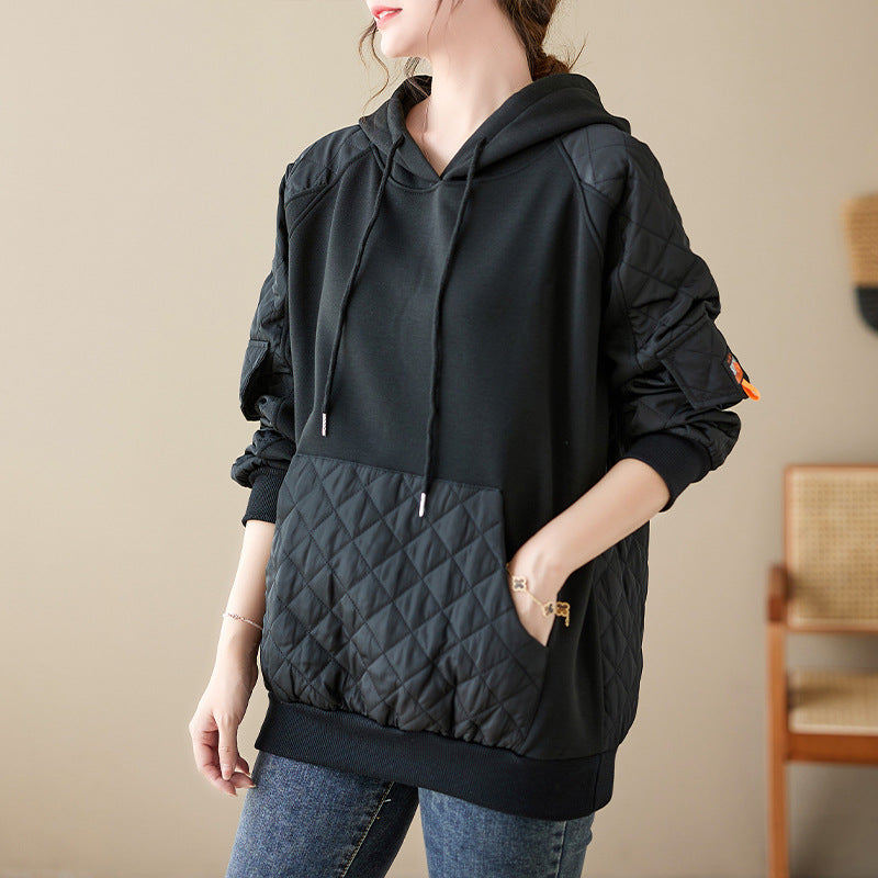 Cozy Quilted Hooded Pullover Winter Sweater