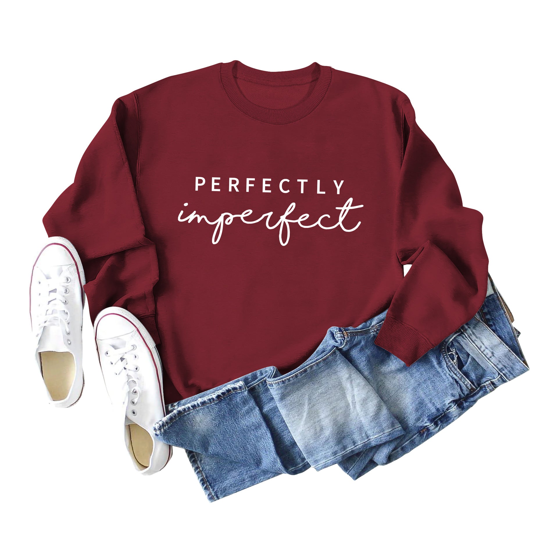 PERFECTLY Imperfect Women's Round Neck Long Sleeve Sweater