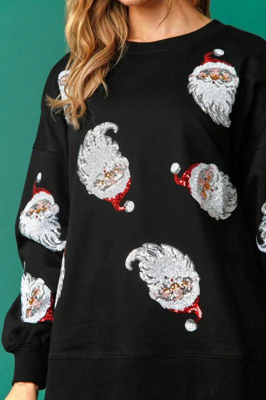 Women's Christmas Sequined Loose Casual Crew Neck Sweater
