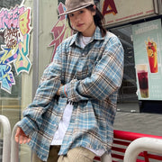 Vintage Plaid Long-Sleeve Retro Polo Shirt