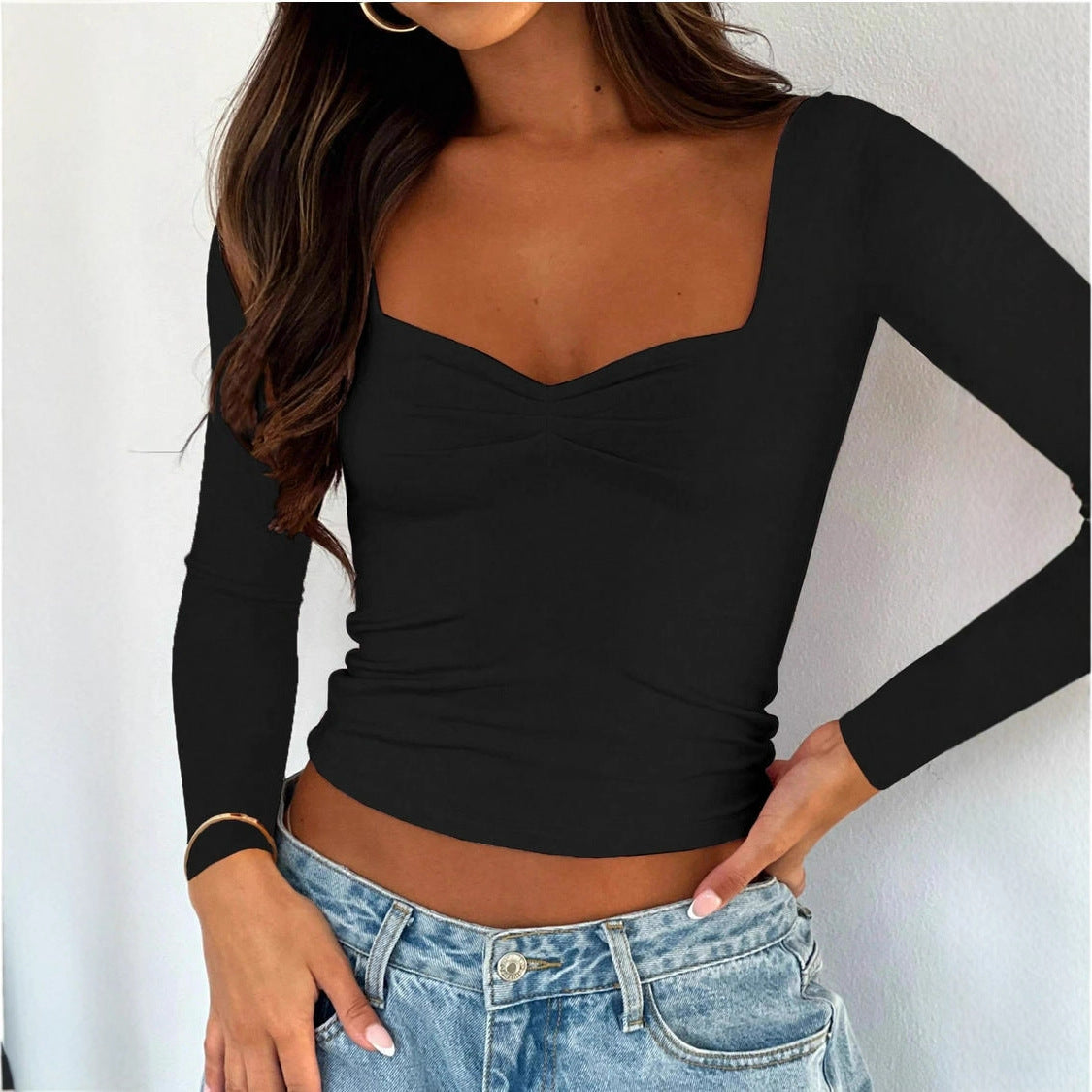 Slim Fit Long‑Sleeve Base Top – Solid Colors