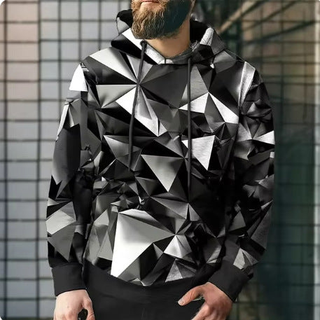 Colorblock Plaid Hooded Sweatshirt