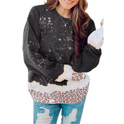 Leopard Splicing Tie-Dye Hooded Sweater