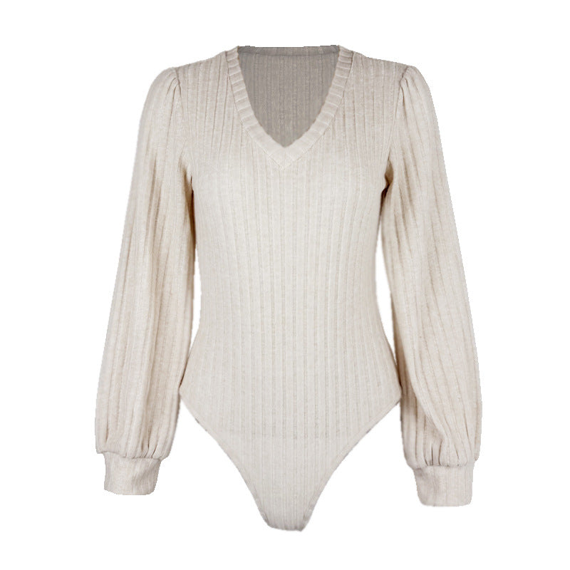 Elegant Lantern-Sleeve Bodycon Jumpsuit