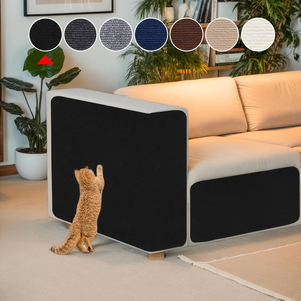 Heavy-duty Self-adhesive Cat Scratching Pad - No Residue Removal, Scratch Proof Furniture Protector For Sofa, Walls, Chairs - Beige & Brown Textured Surface, Ideal For Indoor Cats - Easy Installation