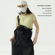 Cotton Wide-Leg Workwear Overalls with Suspenders