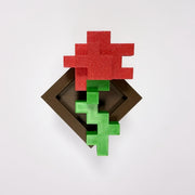 3D printed pixel rose flower ornament for desk and shelf decoration