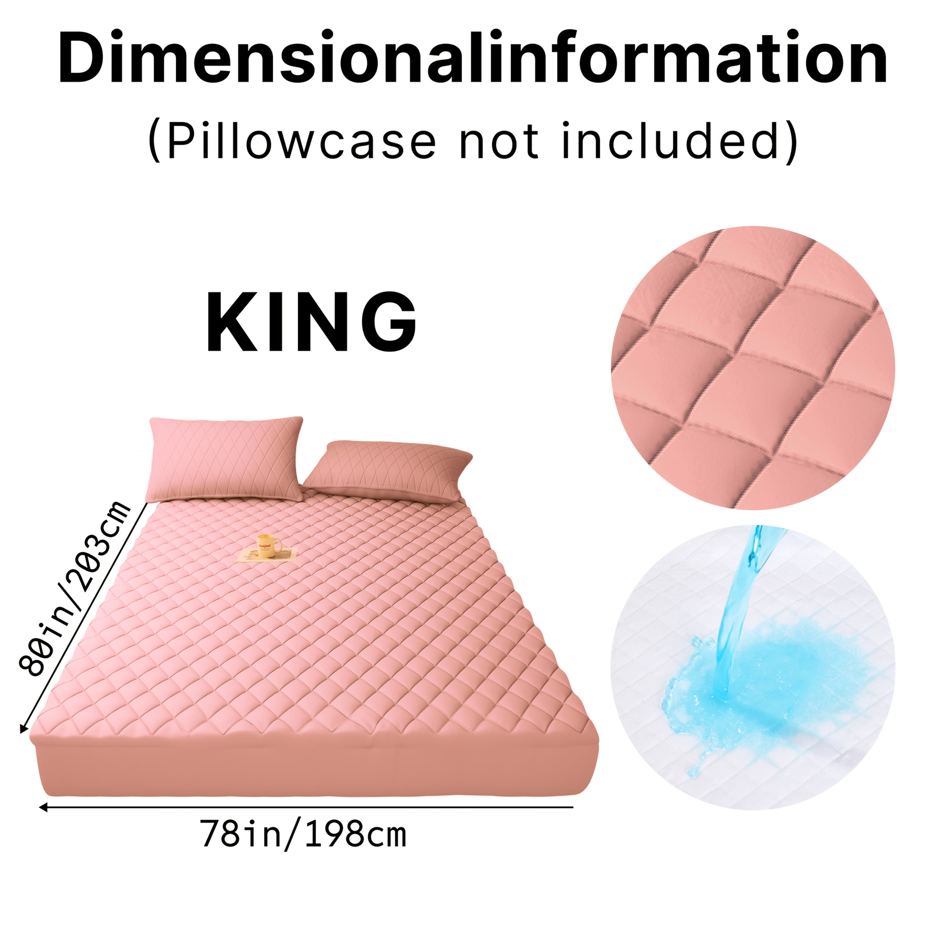 Waterproof Mattress Protector Quilted Thickened Comfortable Bedspread Layer with Deep Pocket Design, Warm Breathable Bedding for Bedroom Guest Room Hotel, Great for Holiday Gifts Black Friday And...