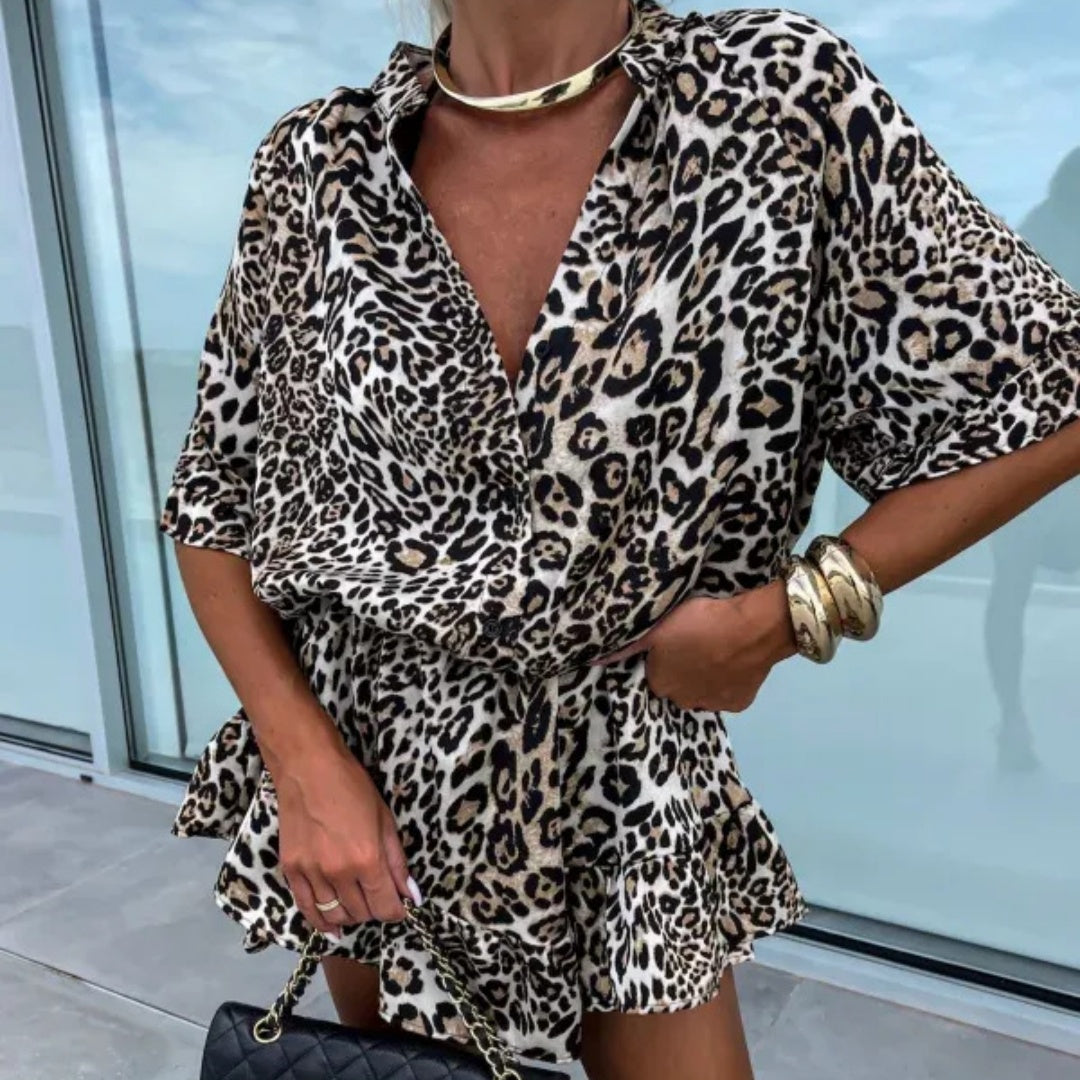 Chic Women's Leopard Print Romper Fashion Jumpsuit
