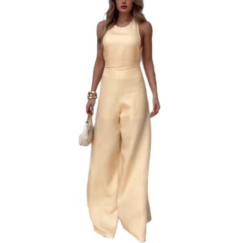 Women's Solid Loose Casual Summer Jumpsuit Trousers