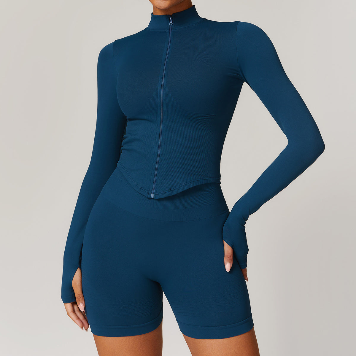 Stand Collar Long-sleeve Zipper Yoga Coat For Women