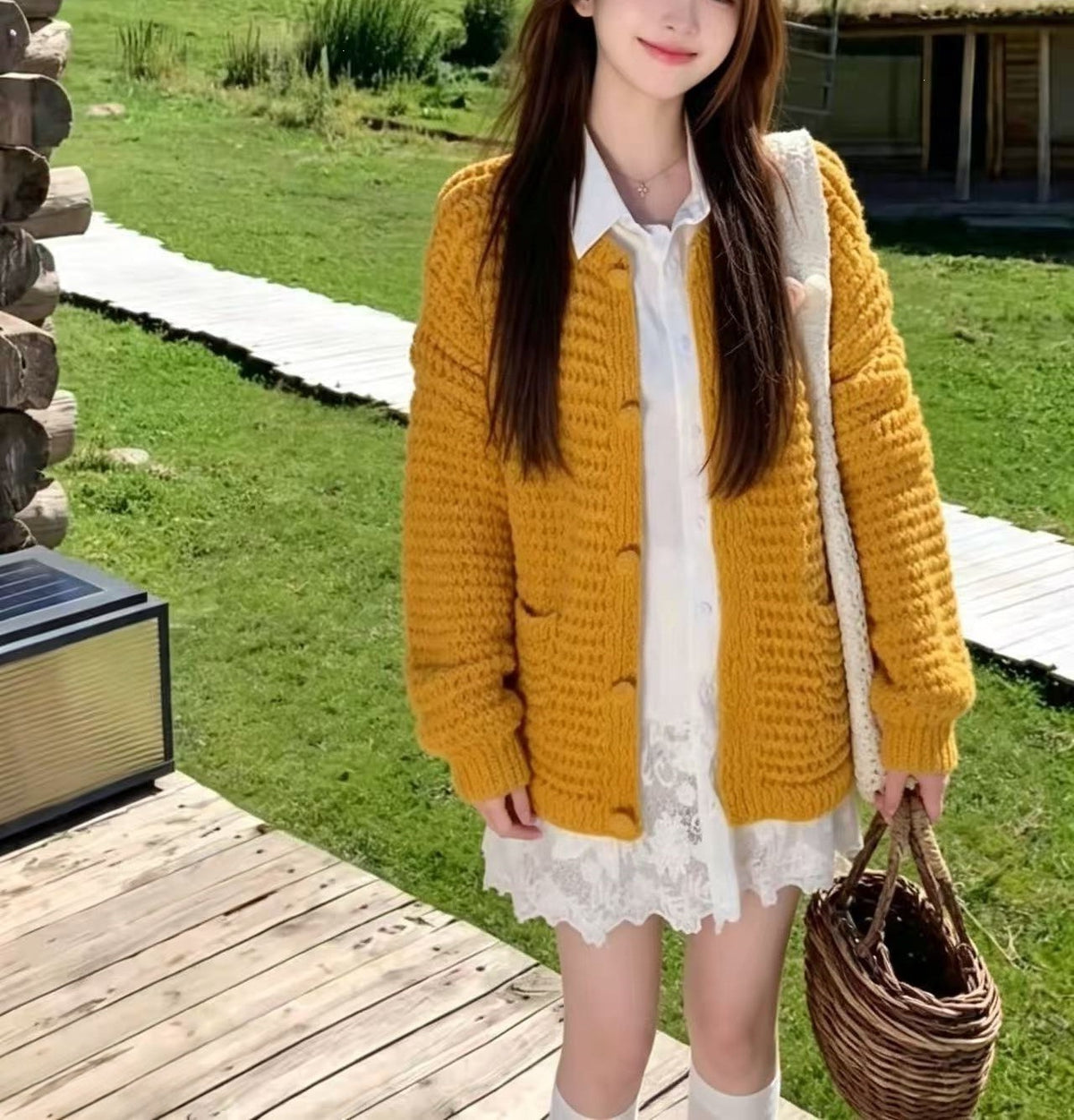 Solid-color Coat Laid-back Top Womens Laid-back Style