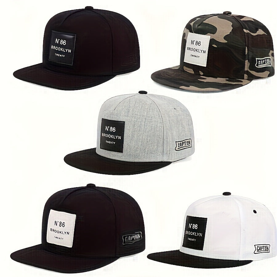 5-Pack Unisex Flat-Brimmed Baseball Hats in Assorted Colors