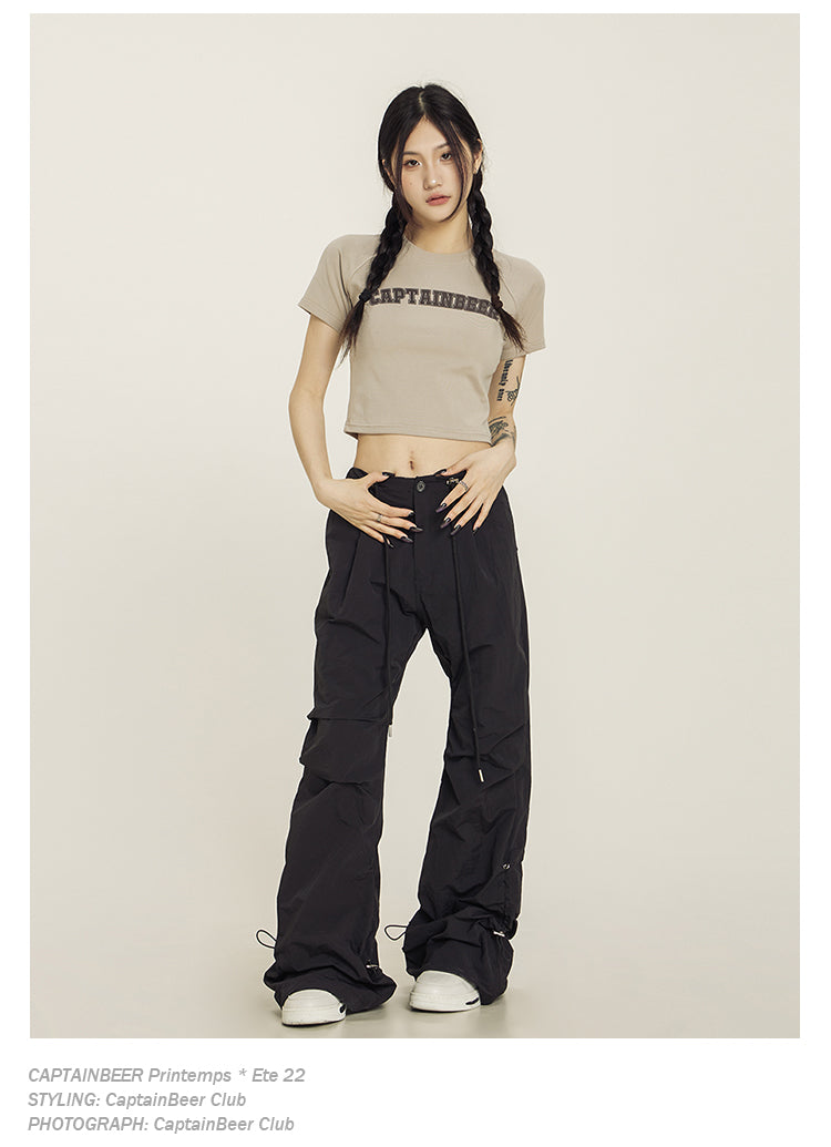 Retro American Crop Top Vintage Short Sleeve Summer Tee