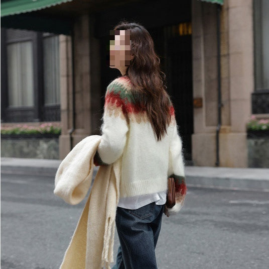 Simple All-matching Cream Strawberry Mohair Clothing