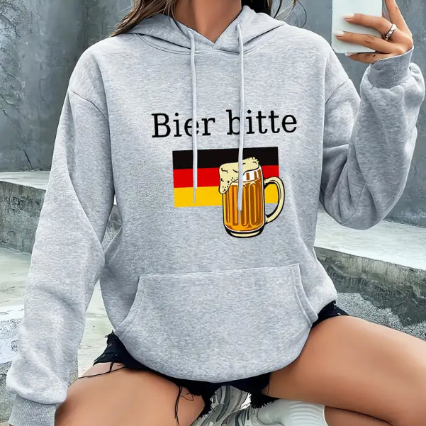 Cozy Fleece Printed Hooded Sweatshirt for Women