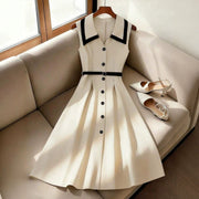 Color-block French-chic Sleeveless Dress for Women