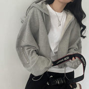 Casual Loose Fit Drawstring Pocket Hoodie Coat