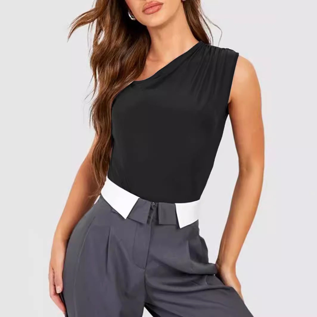 Women's Sexy Slim-Fit Slash-Neck Sleeveless Jumpsuit