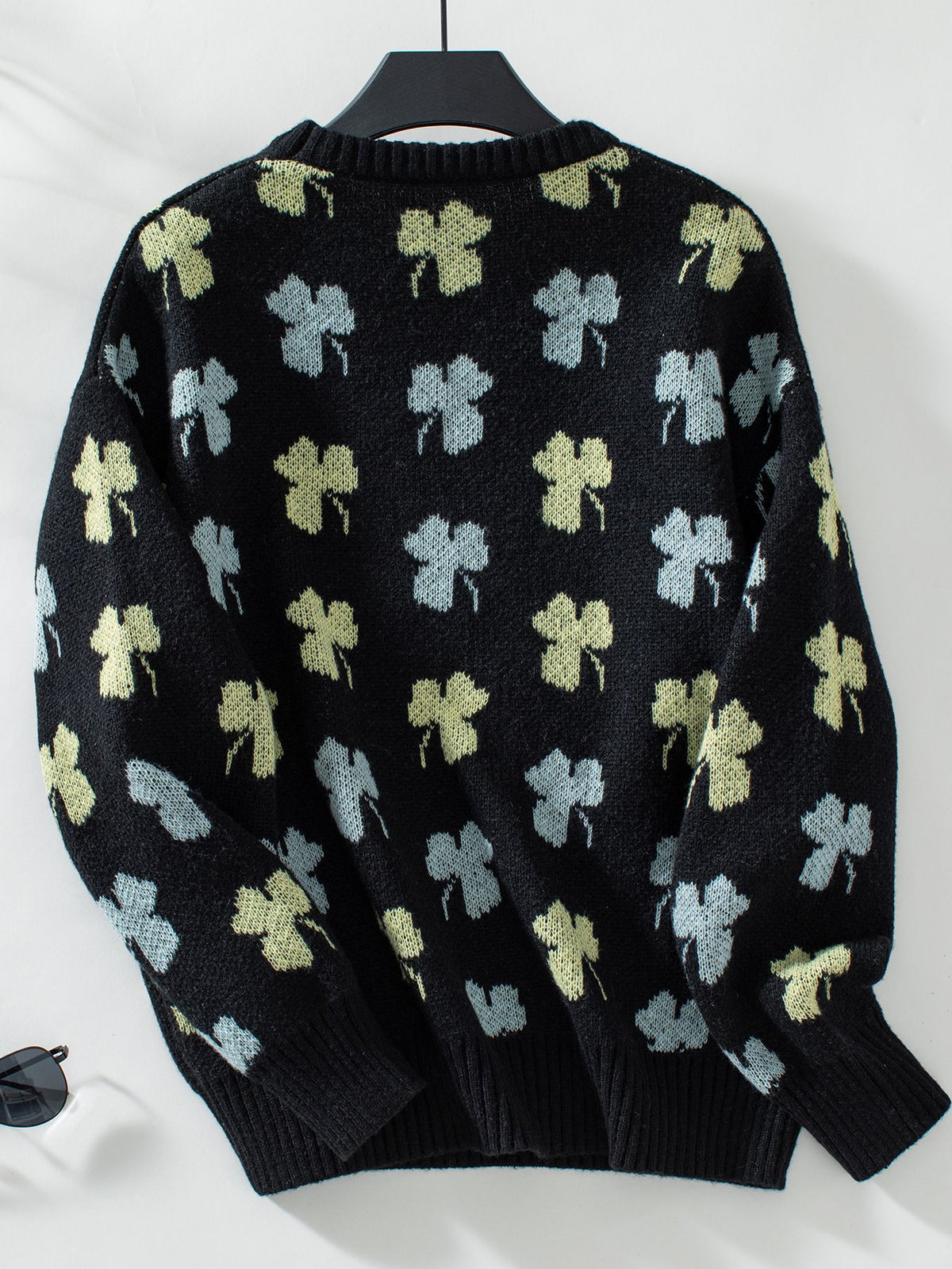 Drizzle Clover Jacquard Pullover Women's Sweater