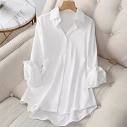 Womens Solid-Color Long-Sleeve Top With A Notch Lapel And Single-Breasted Closure