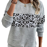 Chic Leopard Print Long Sleeve Casual Sweatshirt