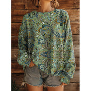 Retro Western Long-Sleeve Sweatshirt – Bold 3D Pattern Tee