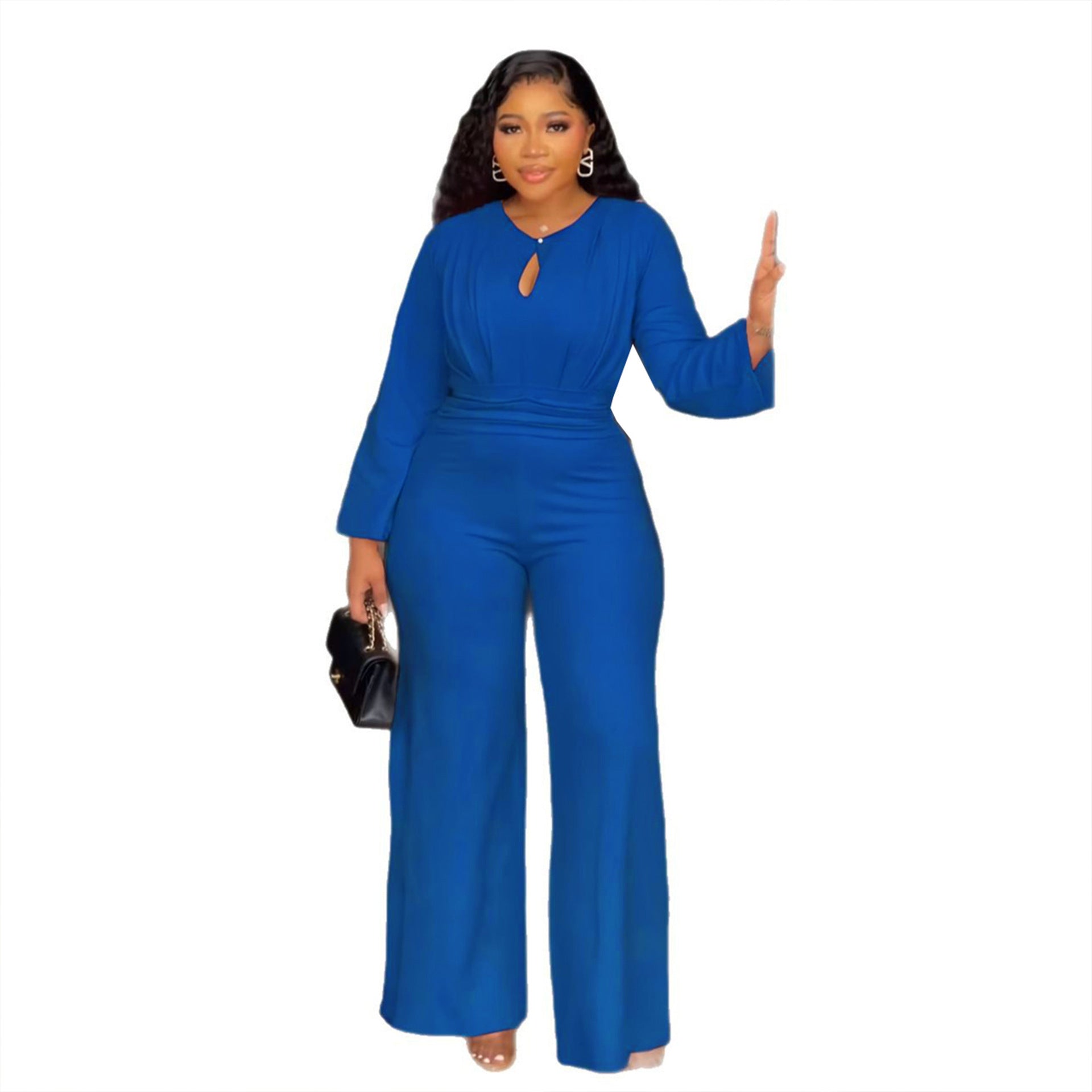 Women's Fashionable Slim-fit Hollowed-out Wide-leg Jumpsuit