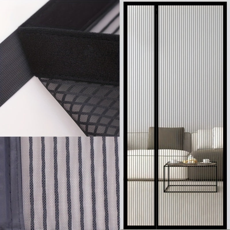 1pc Side-opening Magnetic Screen Door, Reversible Left and Right Design, with Hooks, Easy to Install, Prevents Insects From Entering, Suitable for Living Room and Bedroom Partition Screens, Door Curta