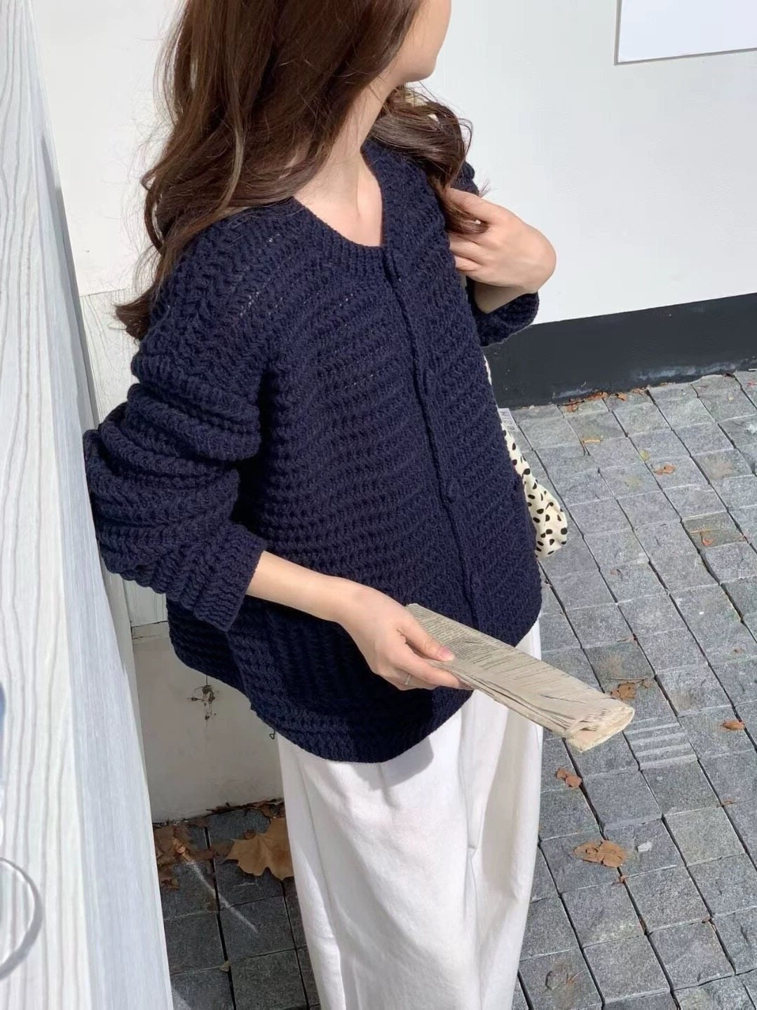 Solid-color Coat Laid-back Top Womens Laid-back Style