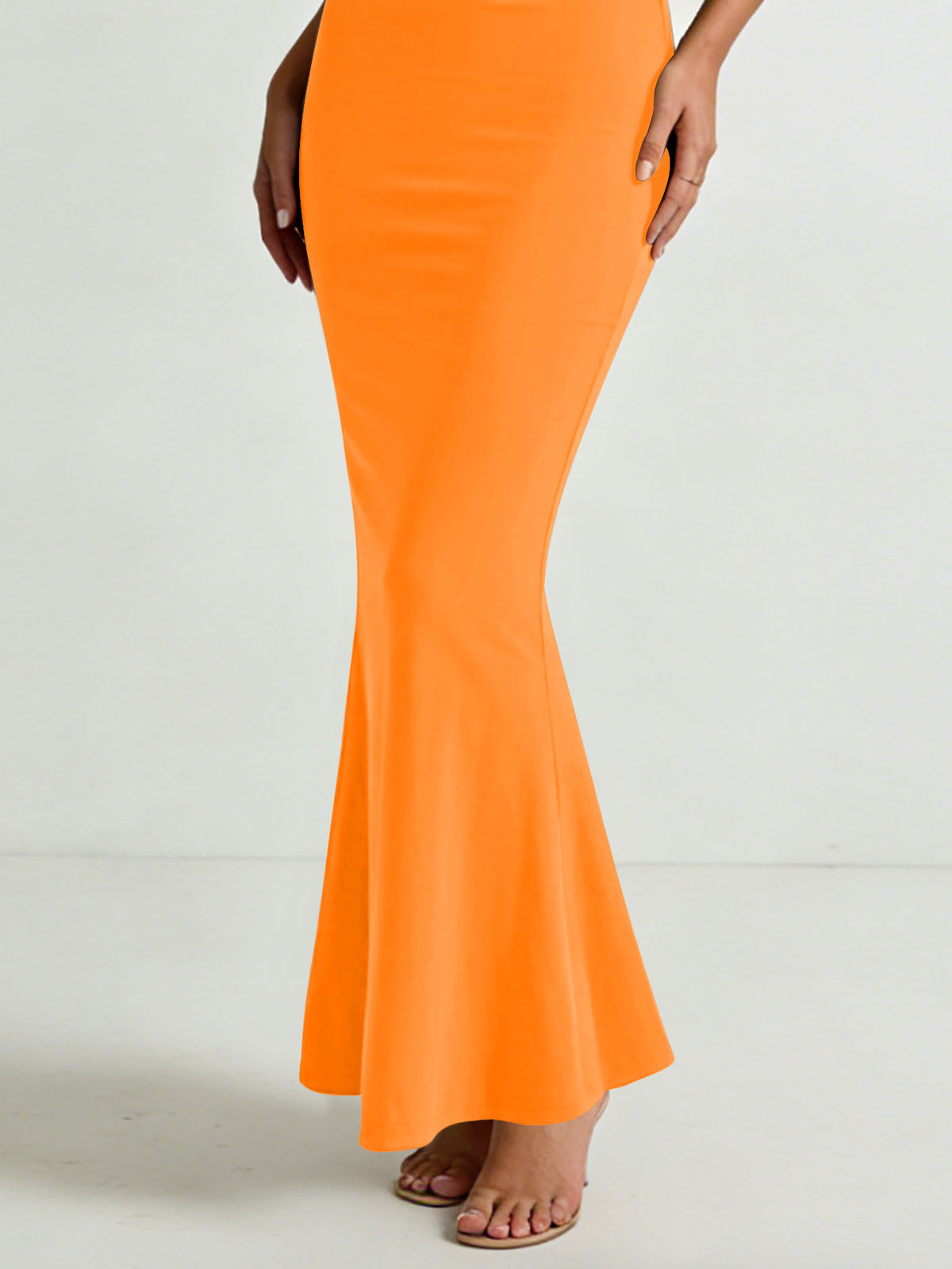 Women's Solid Color Spaghetti Strap Square Neck Bodycon Maxi Dress, Elegant Sleeveless Mermaid Evening Dress Summer Dress for Women
