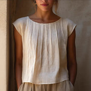 European-Style Ruffle Sleeve Loose Fit Shirt – Apricot, Bamboo Cotton