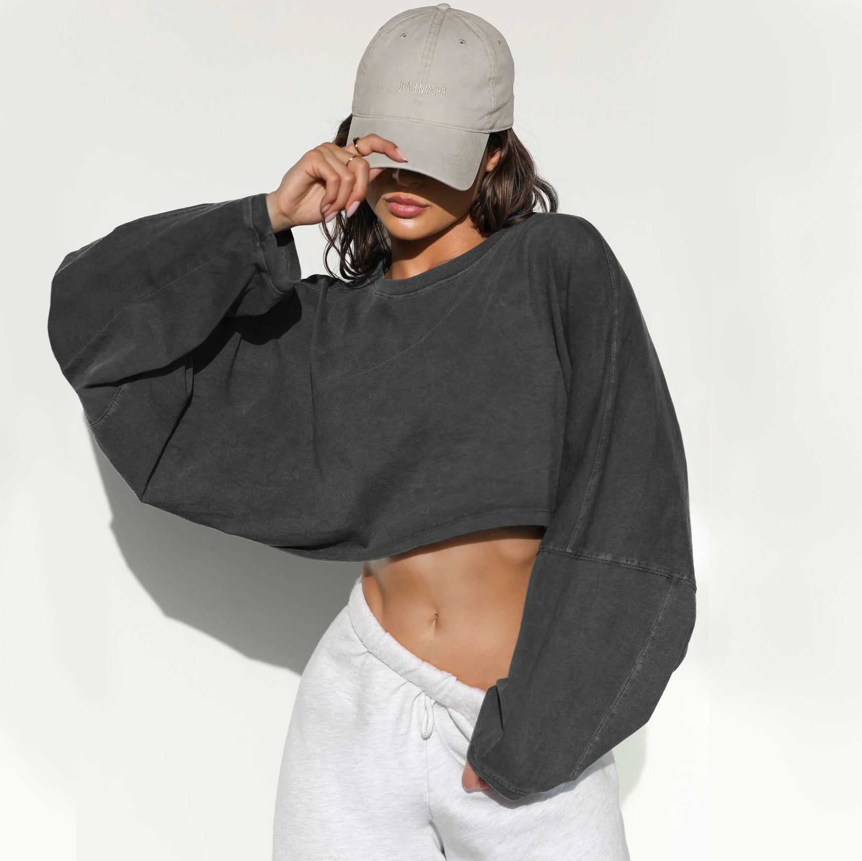 Women's Knit Sporty Long-Sleeve Pullover T-Shirt