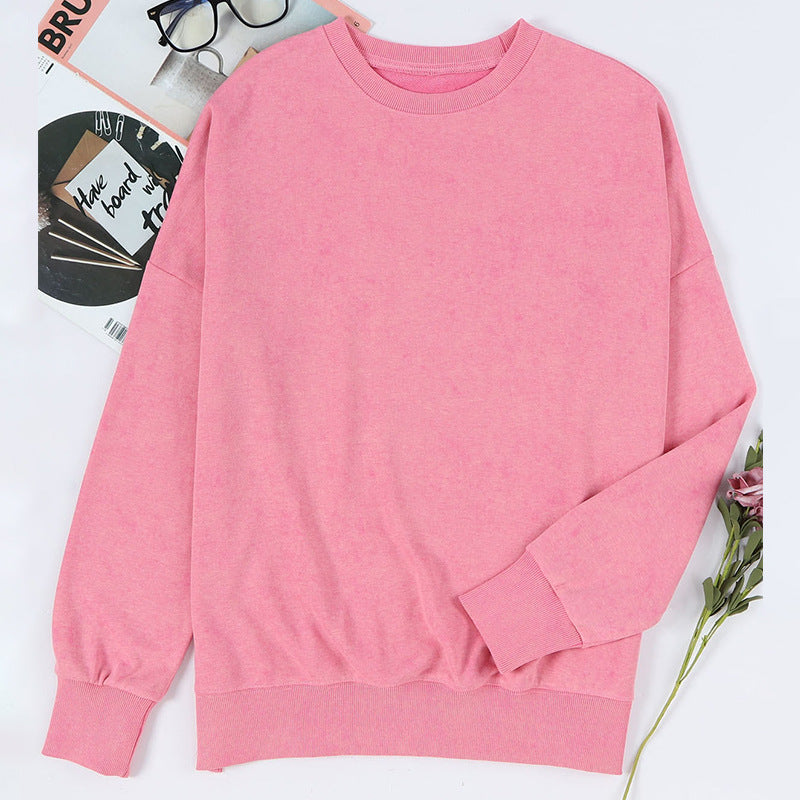 Women's Solid Loose Pullover Sweatshirt
