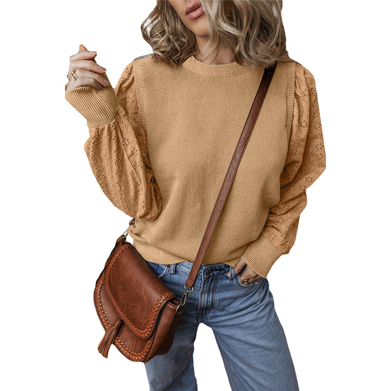 Textured Patchwork Long Sleeve Pullover