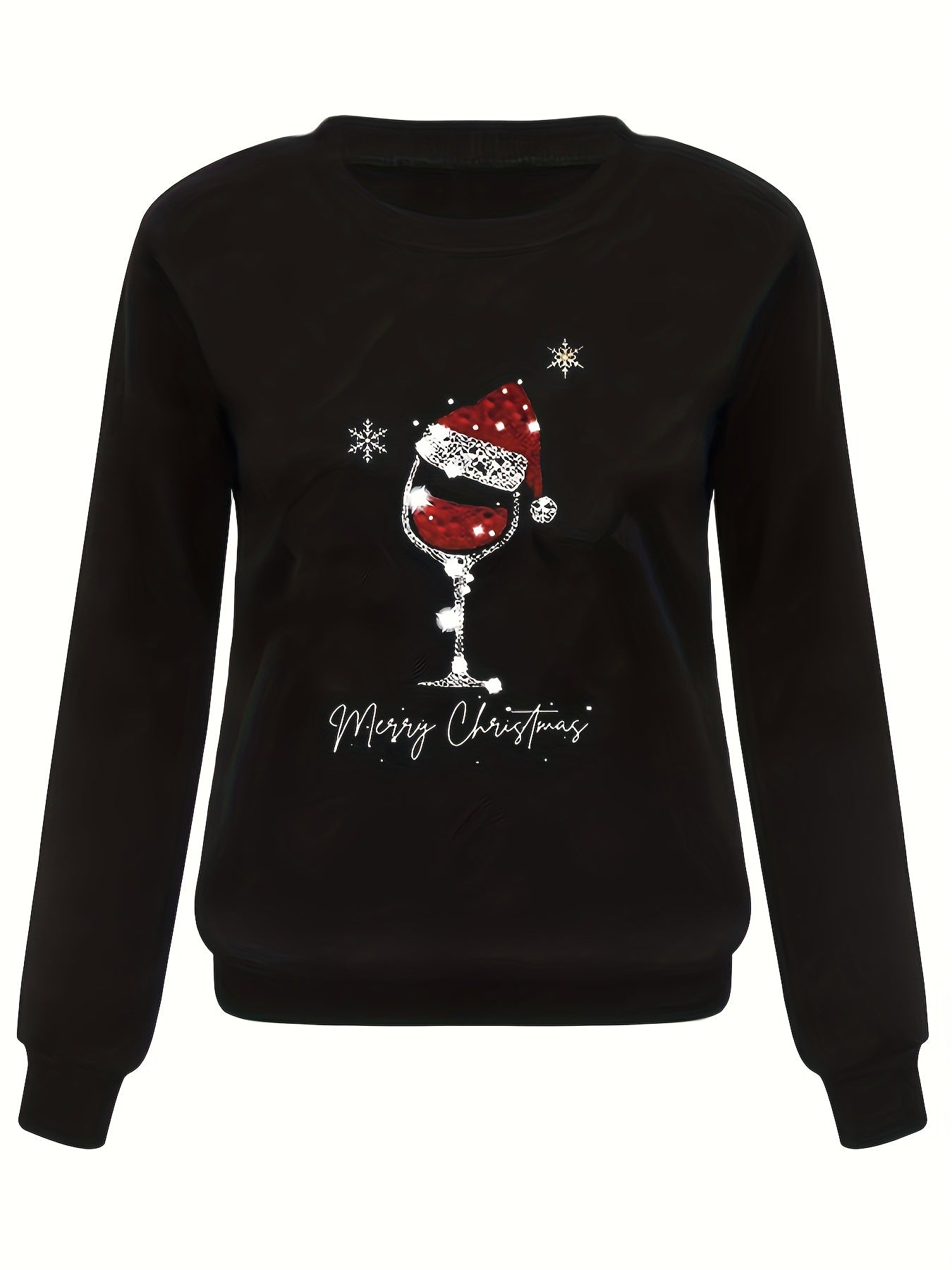 Festive Women's Christmas Print Long Sleeve Loose Top