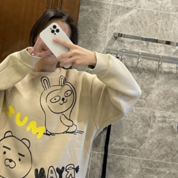 Cute Printed Crewneck Loose Long-Sleeve Sweater