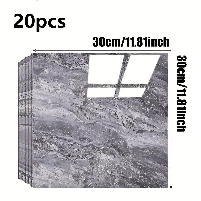 20/40/60/80/100pcs Glossy Marble Pattern Imitation Ceramic Tiles Self-Adhesive Wall Stickers, Peel and Stick, Waterproof for Living Room Kitchen Backsplash Bathroom Home Wall Stickers, Not Suitable…