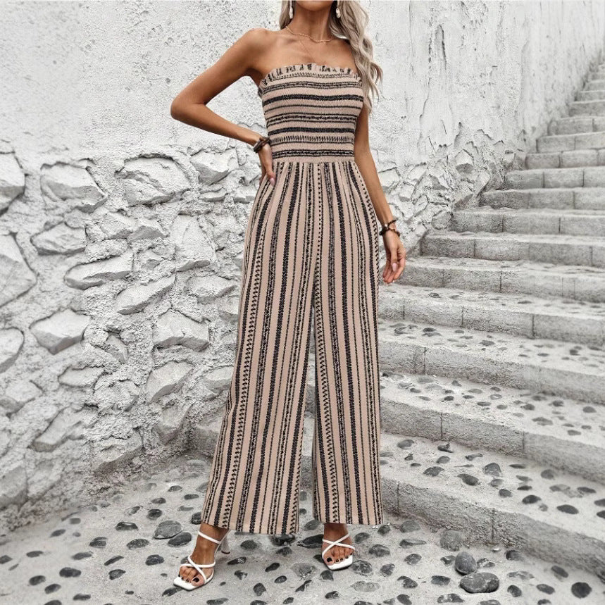 Summer Striped Tube Top Jumpsuit