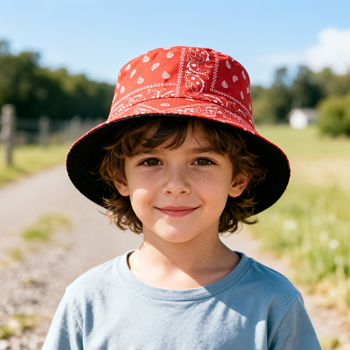 Unisex Kids' Fisherman Hat with Paisley Pattern, Ages 6-10