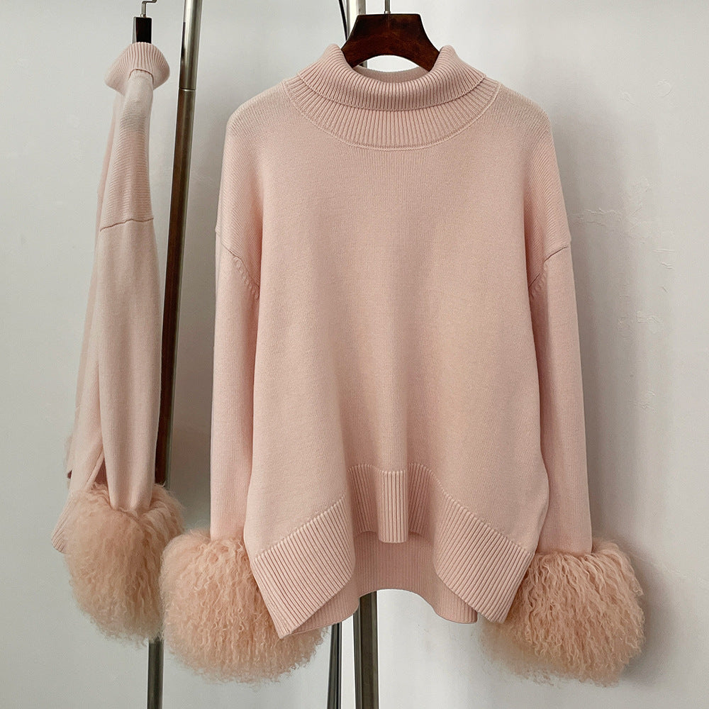 Loose-fitting Turtleneck Pullover Knit Sweater for Women