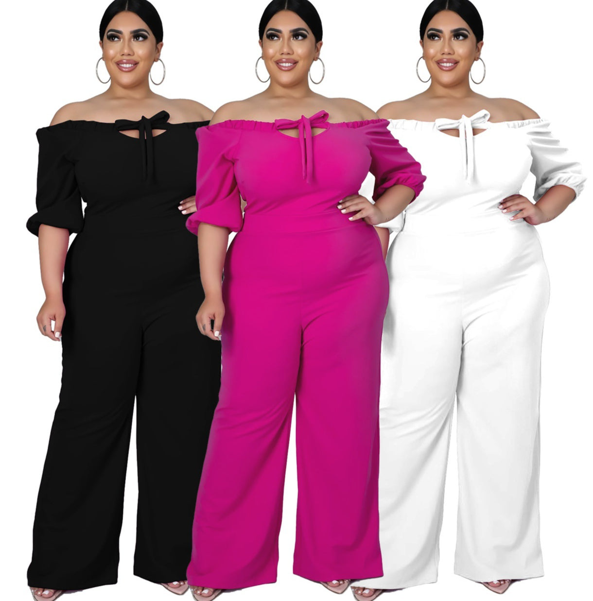Women's Plus-Size Off-the-Shoulder Tube Jumpsuit