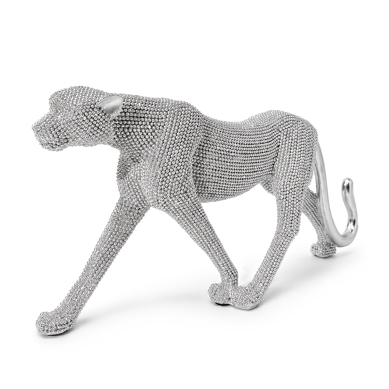 Golden‑Beaded Leopard Resin Figurine – Decorative Animal Sculpture for Home or Office
