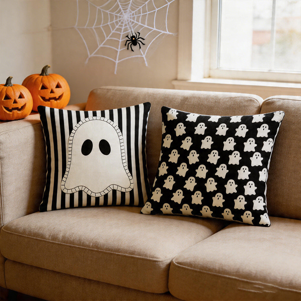 Halloween Funny Ghost Throw Pillow Cover